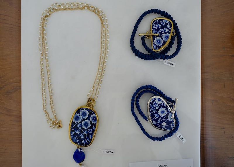 Hand-made jewelry from broken plates in The Vasilicos