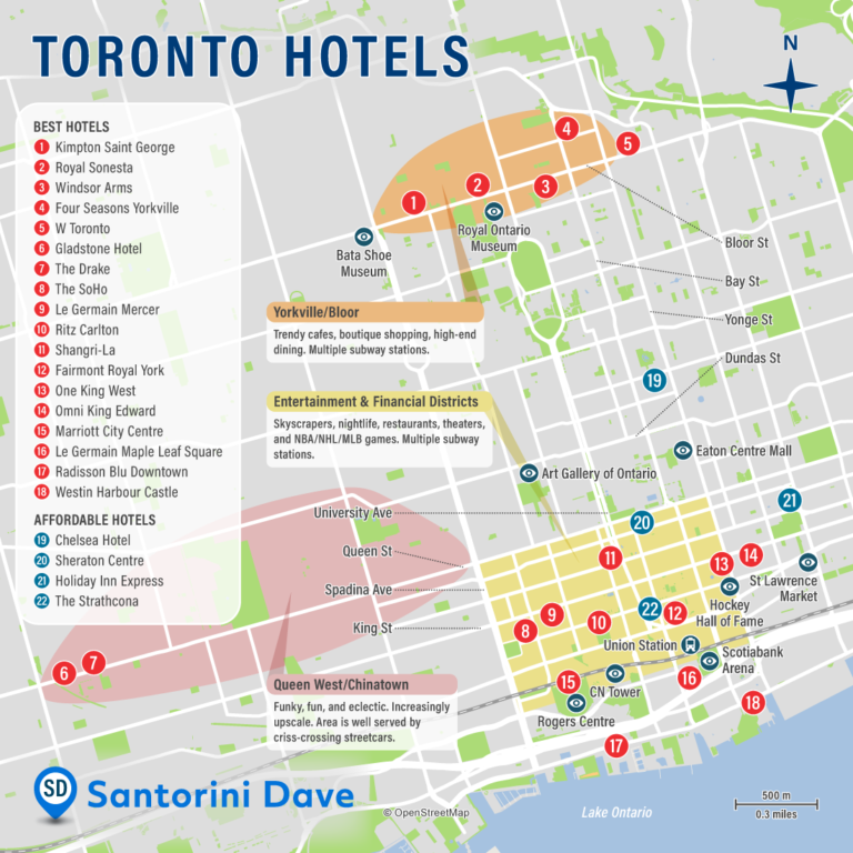 TORONTO HOTEL MAP Best Areas Neighborhoods Places To Stay   Toronto Hotel Map 768x768 