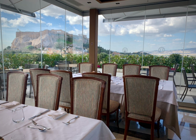 Hotel restaurant with Acropolis view