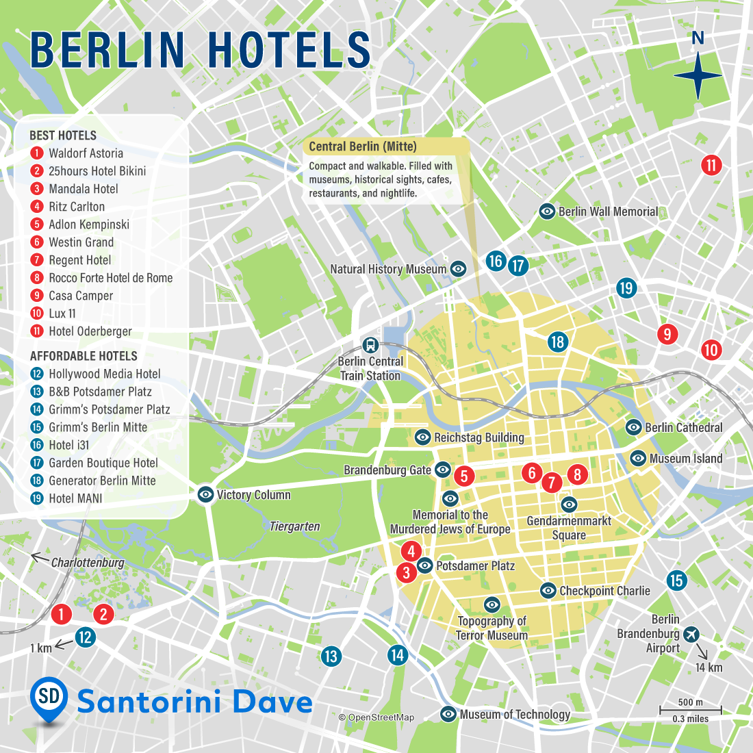 Map of Berlin hotels and neighborhoods