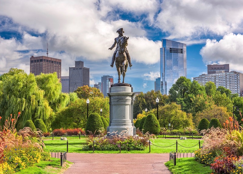 George Washington Monument at Public Garden in Downtown Boston