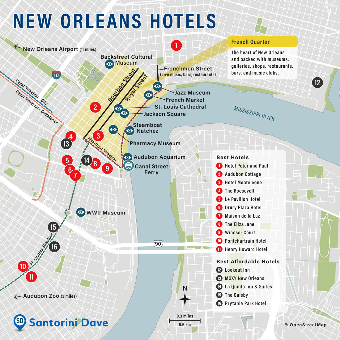 NEW ORLEANS HOTEL MAP Best Areas Neighborhoods Places To Stay