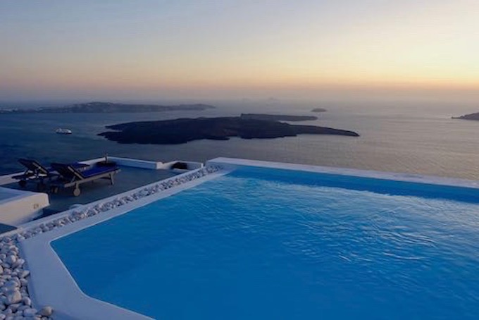 Main pool and view at Altana Heritage Suites and Villas in Imerovigli, Santorini