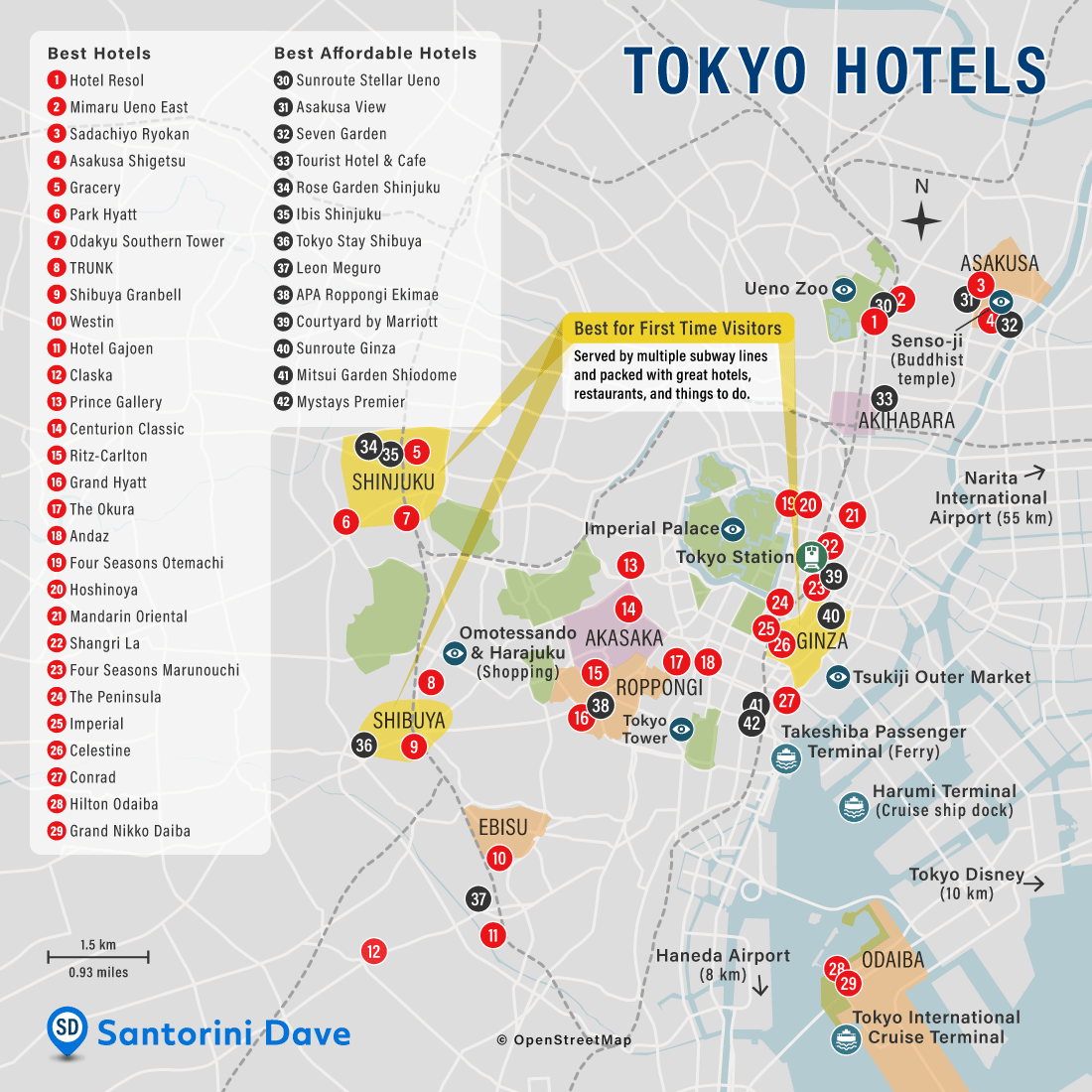 Tokyo Hotel Neighborhood Map 