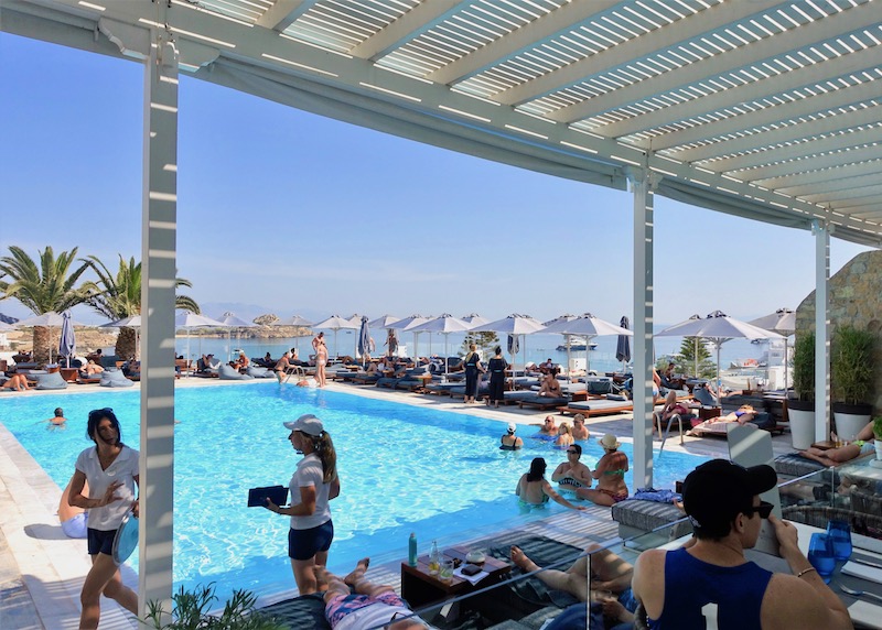 Pool bar and restaurant at Myconian Ambassador in Platis Gialos