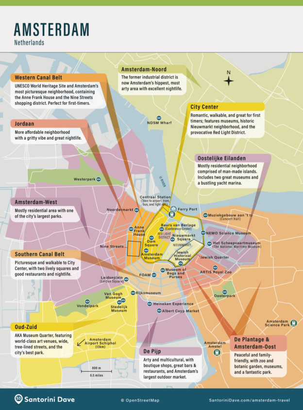 AMSTERDAM MAP - Central Amsterdam, Neighborhoods, and Canals
