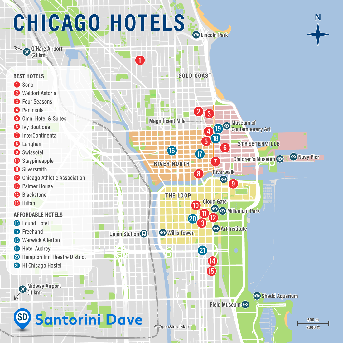 Chicago Neighborhood Map   Chicago Hotel Map 