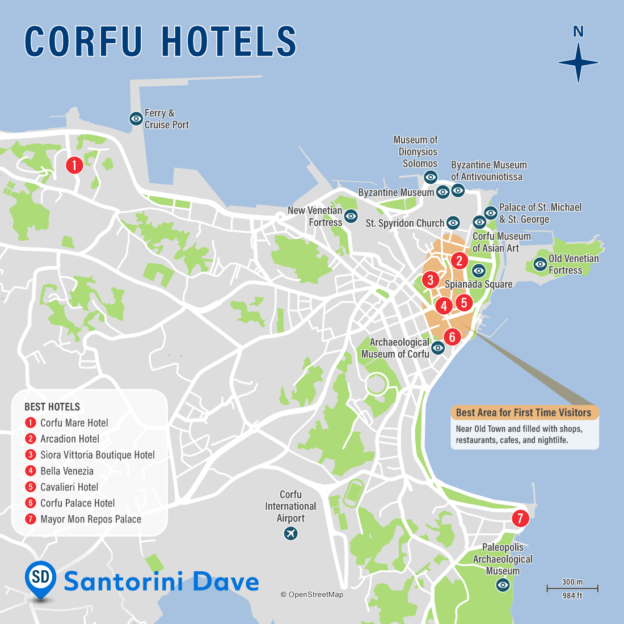 CORFU TOWN HOTEL MAP - 7 Best Places to Stay