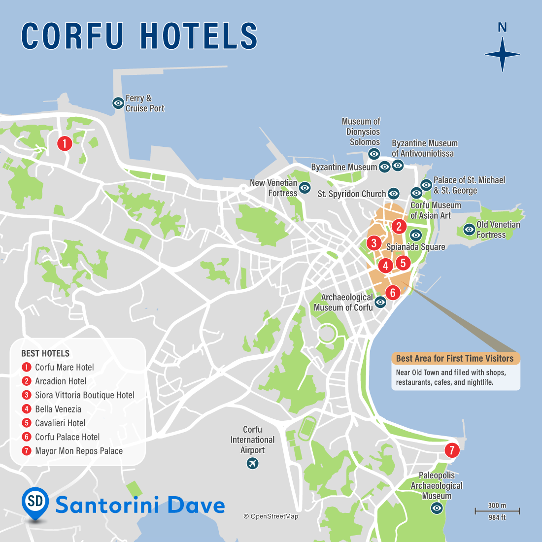 Map of Corfu Town Hotels
