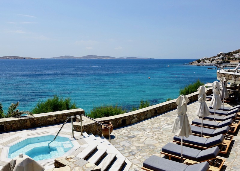 Jacuzzi and sun terrace at Mykonos Grand Hotel and Resort
