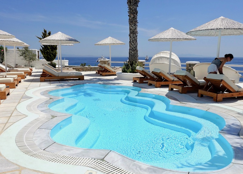 View from the jacuzzi pool at Nissaki, Platis Gialos, Mykonos