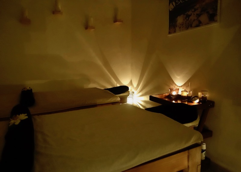A couples massage room at Nissaki, Mykonos