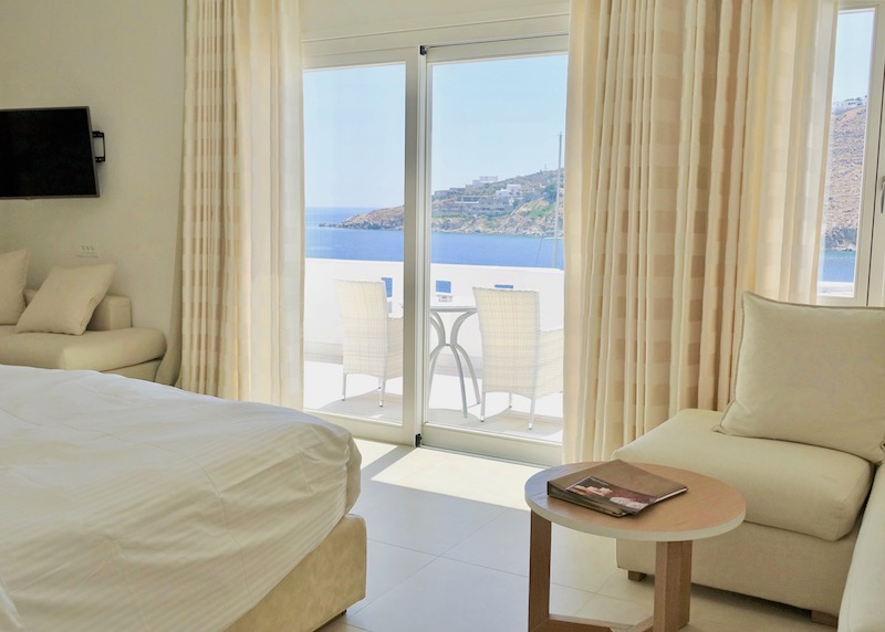 View from the bed at the VIP Suite at Nissaki Boutique Hotel in Mykonos