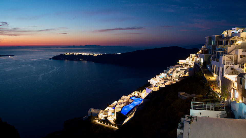 Sunset view from Imerovigli, Santorini.