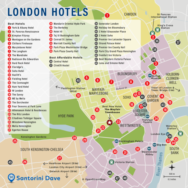 Map Of London Hotels And Attractions - United States Map