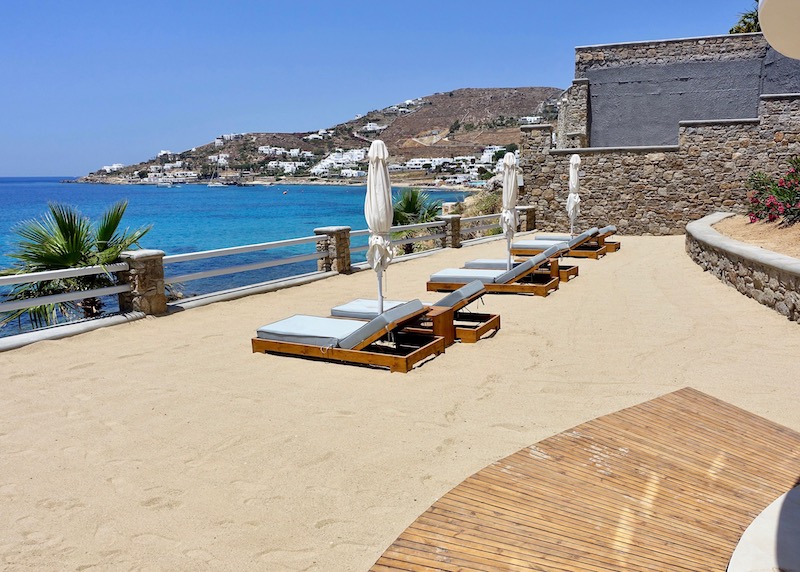 Beach deck of Anax Resort in Mykonos
