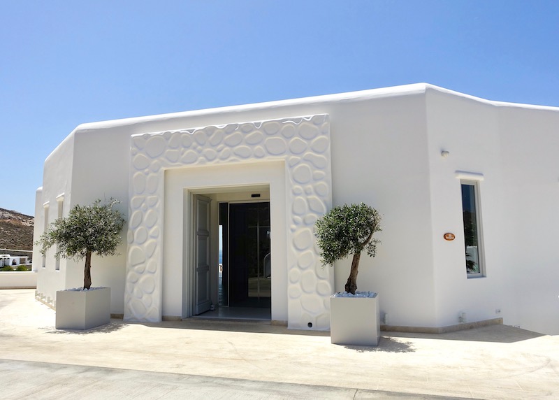 Anax Resort entrance in Agios Ioannis, Mykonos
