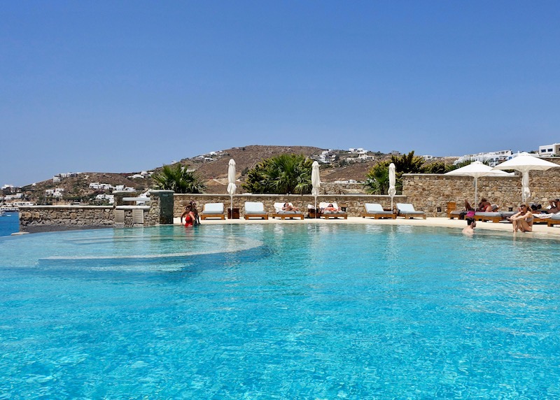 Alternate angle on the second pool at Anax Resort in Agios Ioannis, Mykonos.