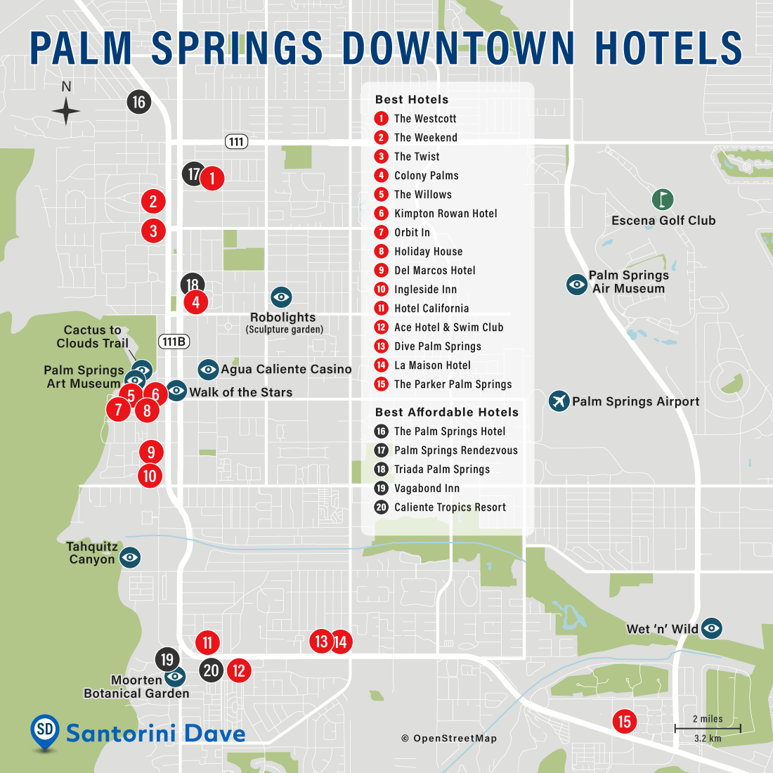 Palm Springs Hotel Map Best Areas Neighborhoods Places To Stay