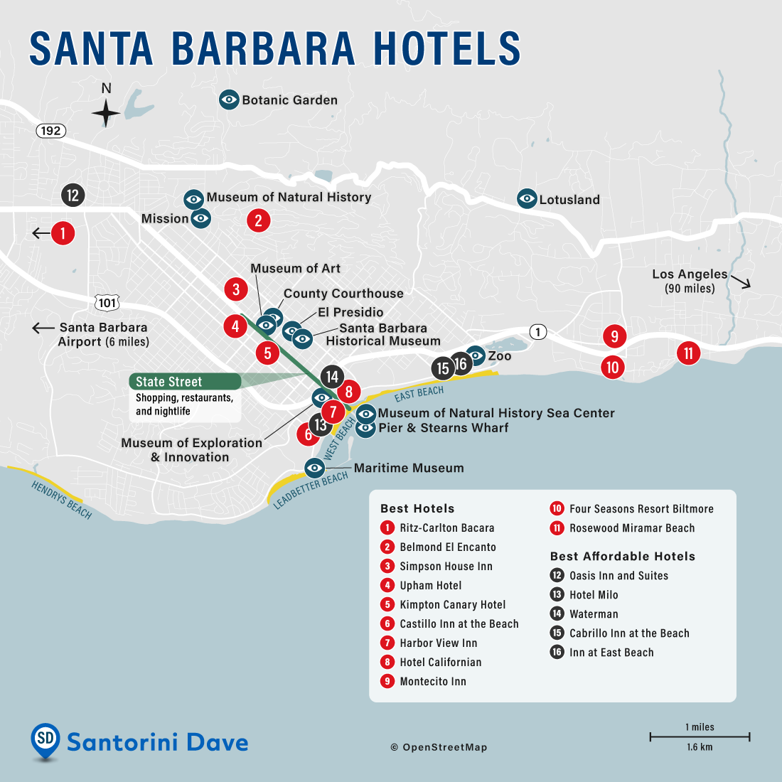 Map of Santa Barbara Hotels