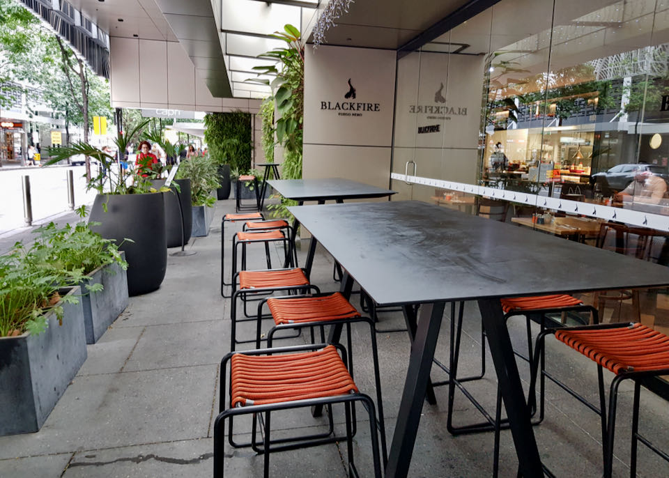 Black Fire Restaurant offers outdoor seating.