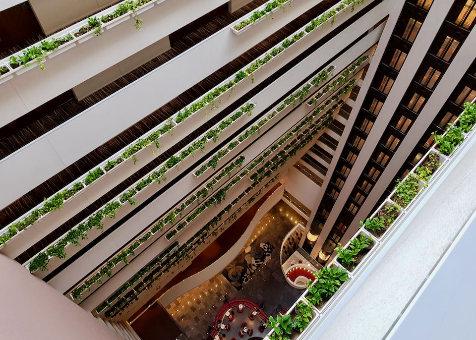 The hotel has the highest atrium in the country.