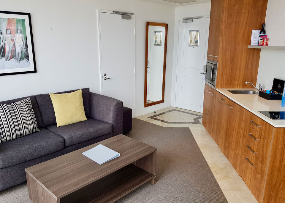 Studios and suites come with kitchenettes.