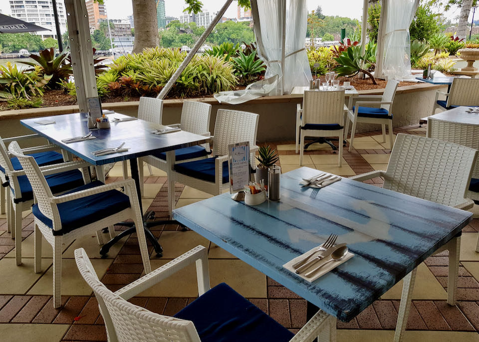 The Brasserie on the River offers outdoor seating.