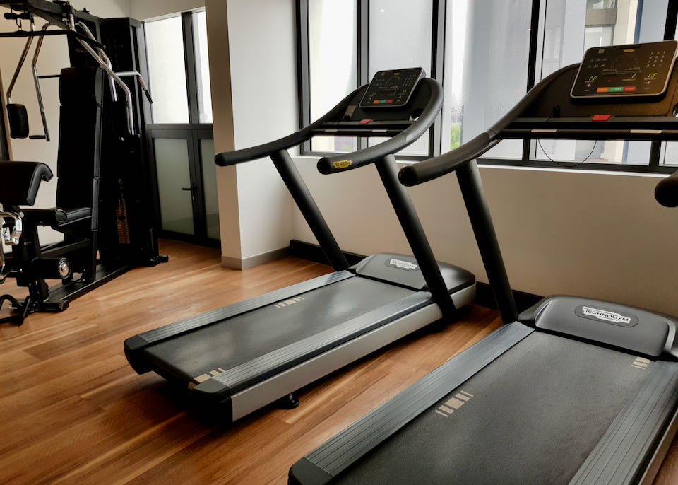 The large gym is well-equipped.
