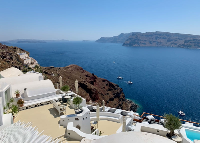 View of caldera and volcano from Charisma Suites in Oia.