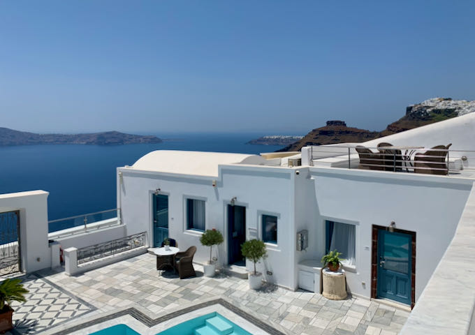 View of Skaros Rock and caldera from Anteliz Suites.