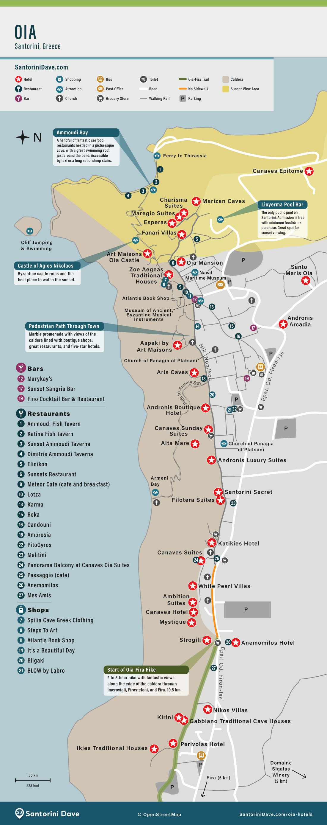 Santorini Hiking Map Pdf 35 Maps Of Santorini - Hotels, Towns, Beaches, Hikes, & Ferry Port