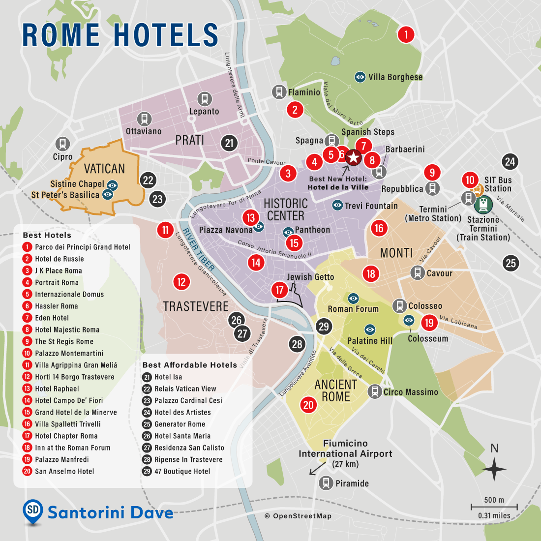 Map of Rome Hotels and Neighborhoods