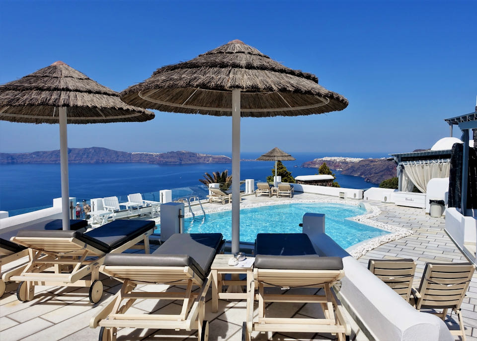 Pool at Santorini Princess Spa Hotel.