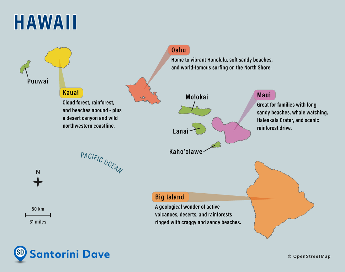 Map of Hawaii Islands