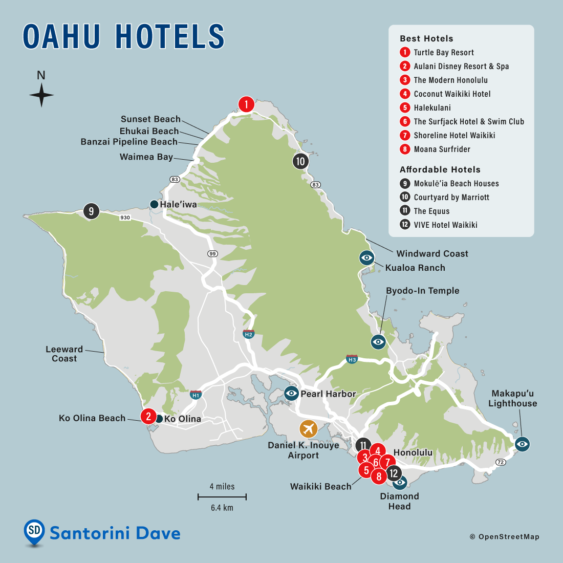 Oahu Hotel Map - Best Areas Neighborhoods Places To Stay
