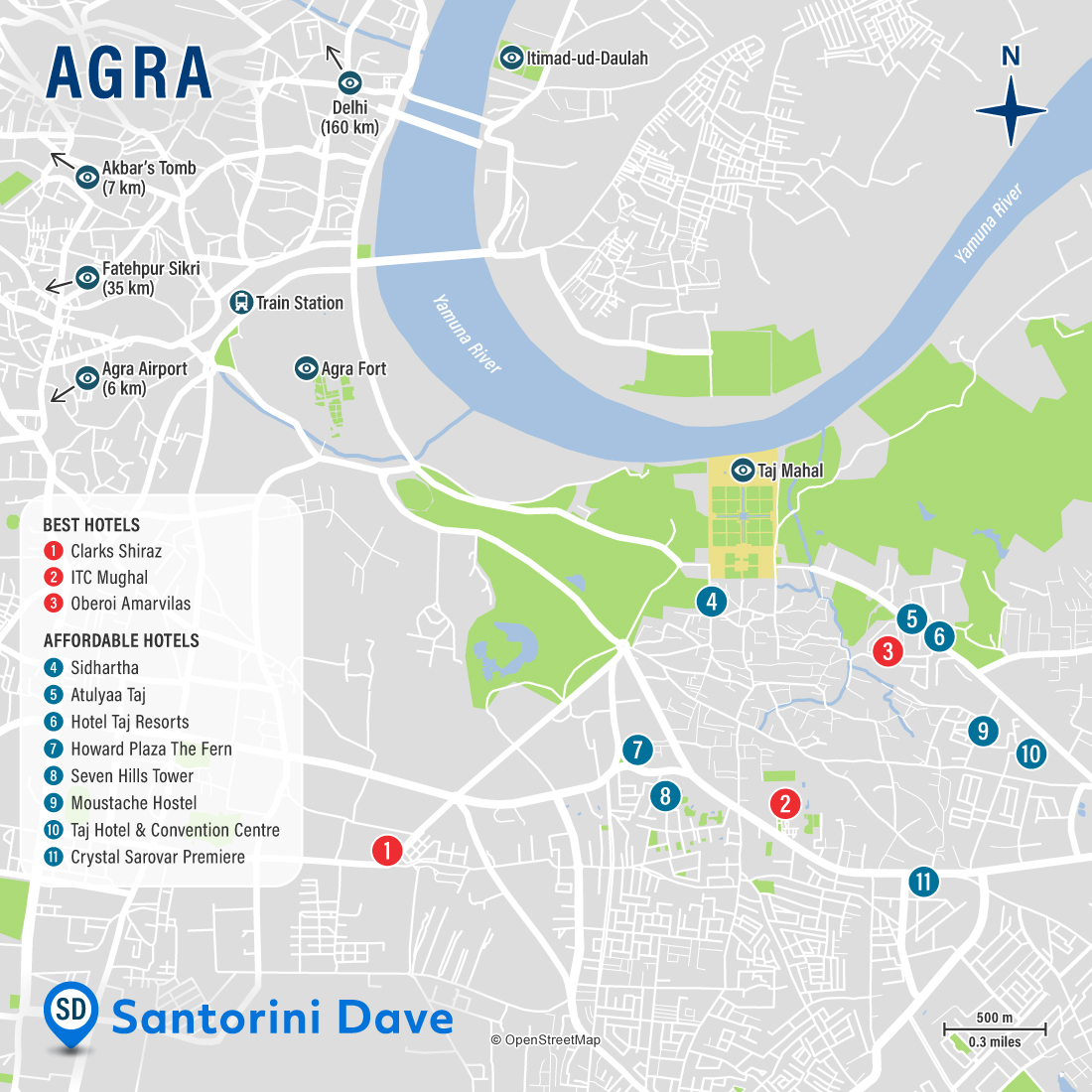 Map of Agra Hotels