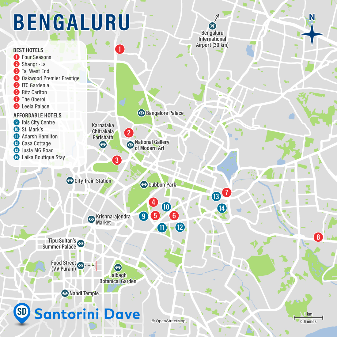 Map of Bengaluru Hotels