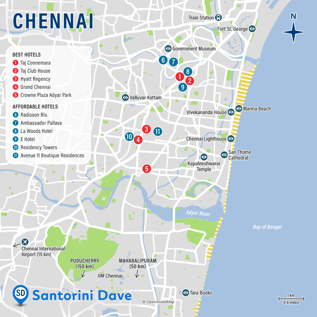 tourist places in chennai map