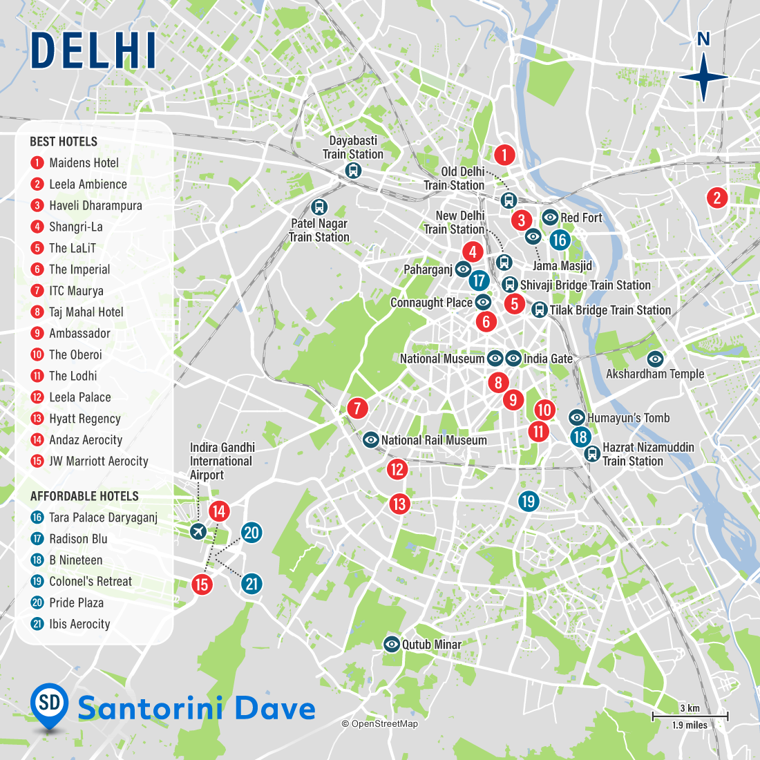 Map of Delhi Hotels