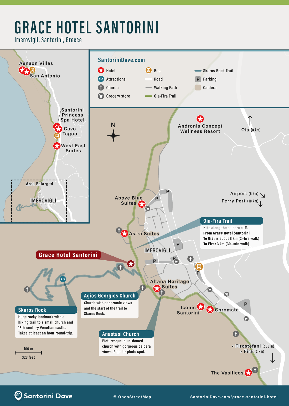 Map of Grace Santorini Hotel in Imerovigli.