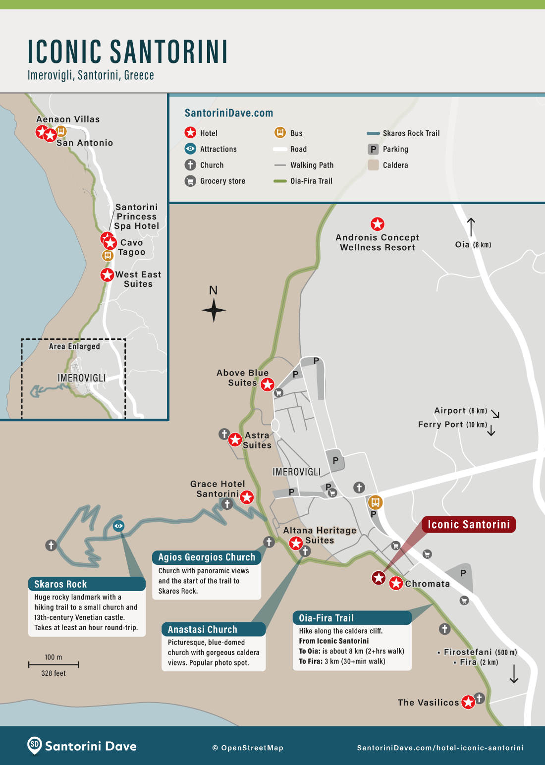 Map of Iconic Santorini Hotel in Imerovigli.