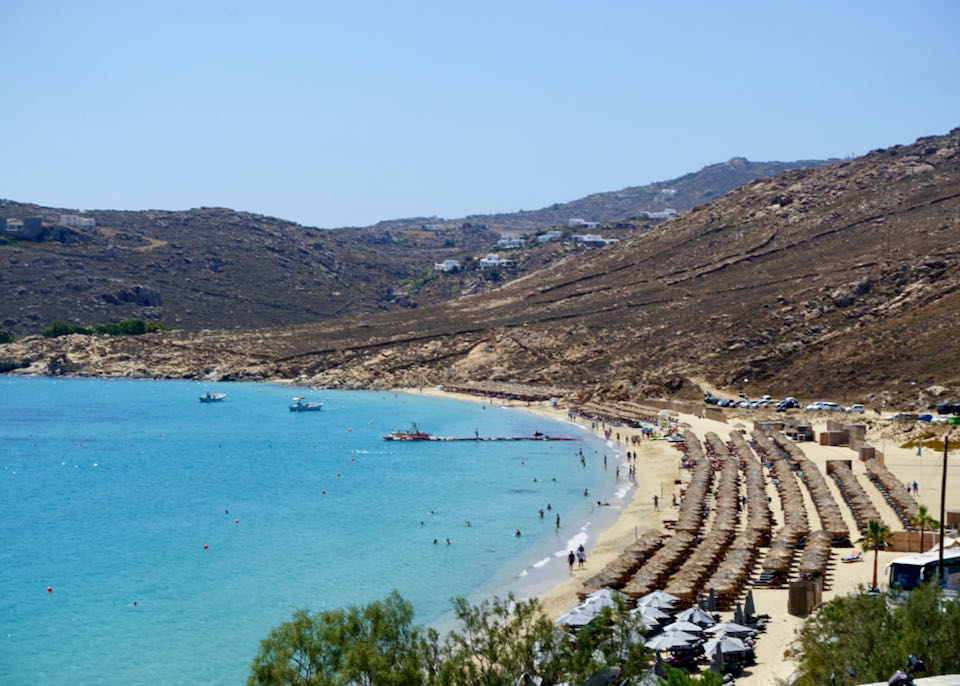 Elia beach is beautiful, long, and less commercialized than other Mykonos beaches.