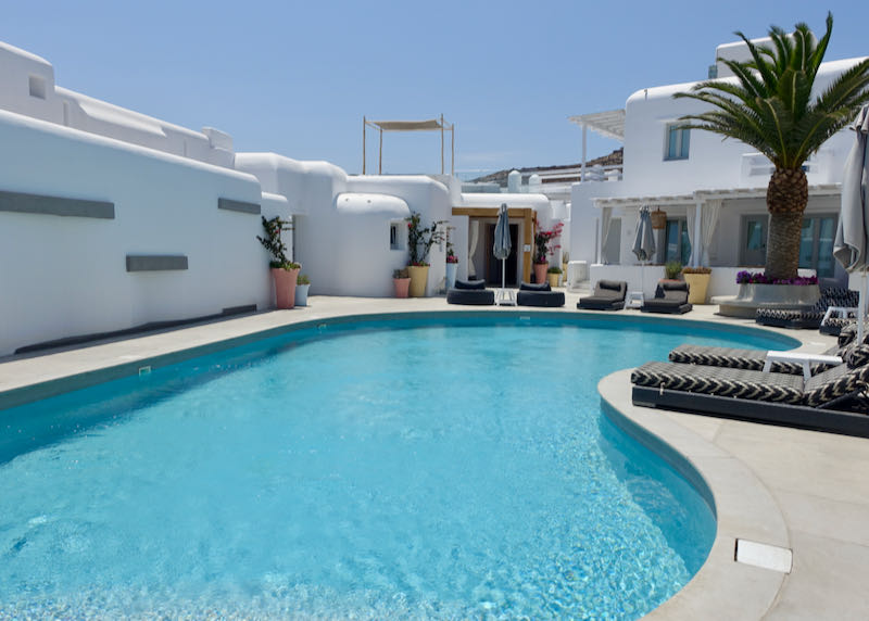 The pool at Mykonos Ammos Hotel in Ornos.