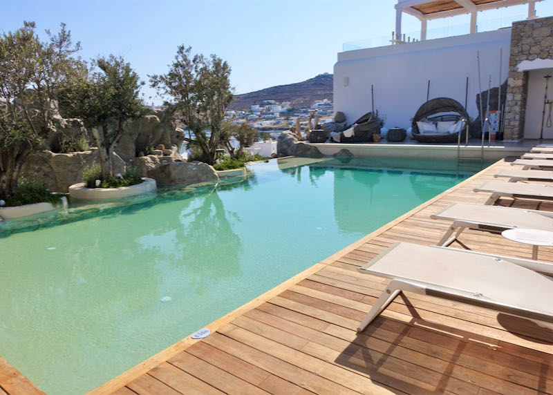 The pool at Kensho Ornos hotel in Ornos, Mykonos.