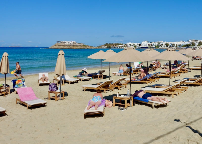 Sun-loungers at Agios Georgios beach