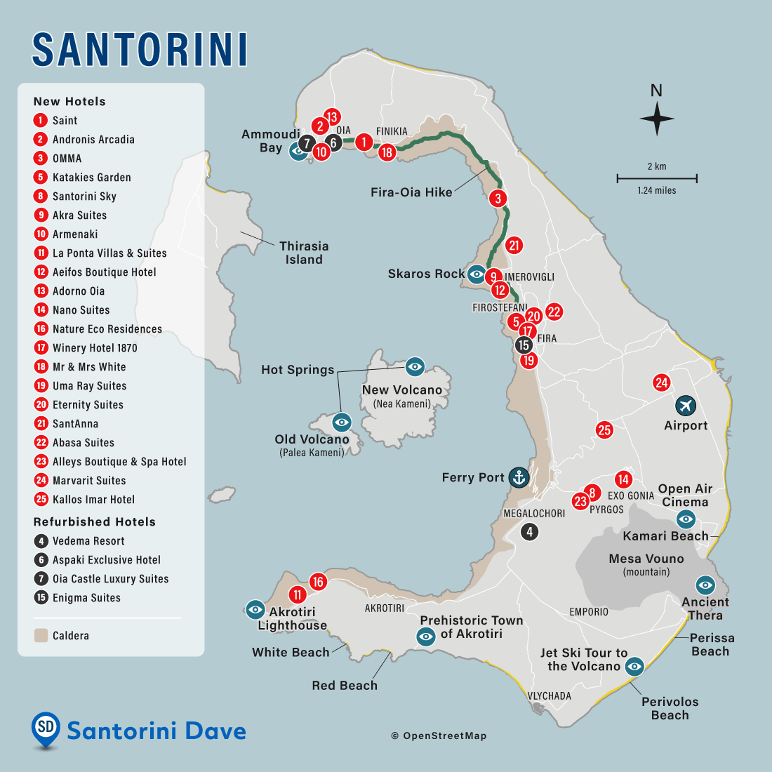 Santorini Beach Map