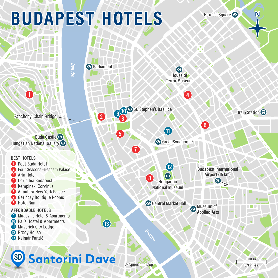 Map of Budapest Hotels and Attractions