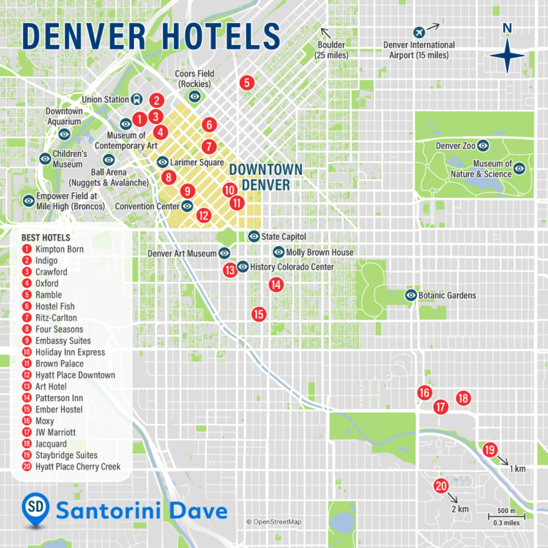 Downtown Denver Map Of Hotels - Map of world