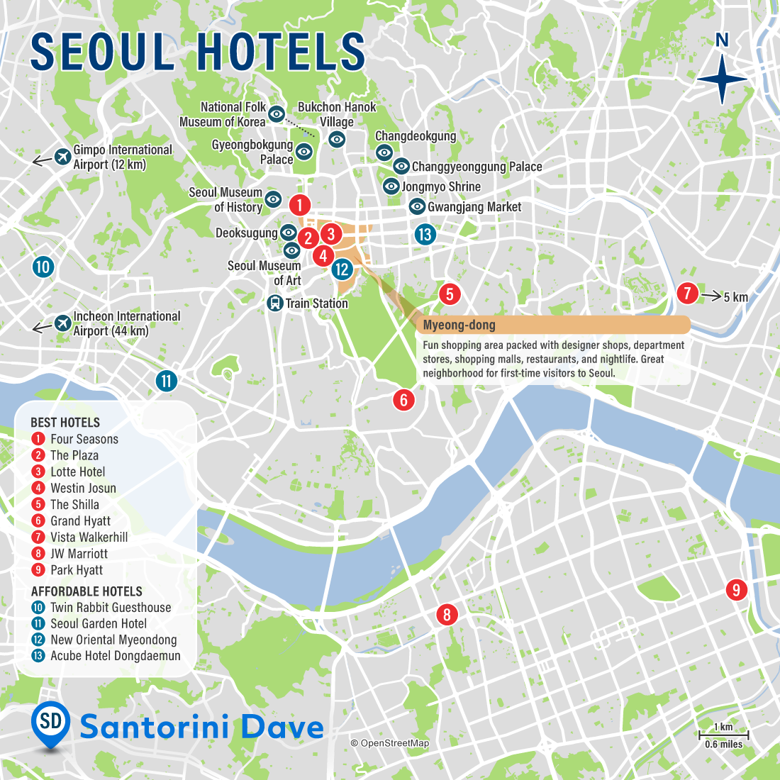 Map of Seoul Hotels and Neighborhoods